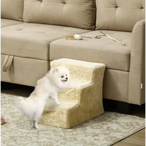 Top des ventes | Escalier pour chien 3 niveaux 46 x 35 x 35 cm en contreplaqué beige DESVIAE