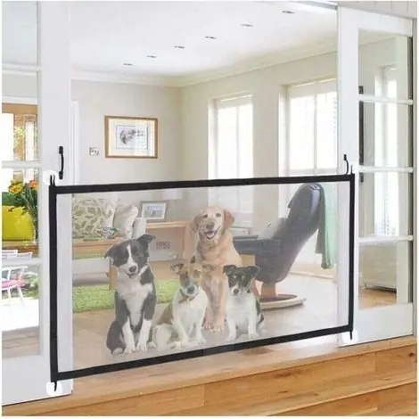 – Barrière de sécurité pour chien 180 x 72 cm – Nylon durable et extensible – Installation sans outil – Pour cuisines et escaliers | Nouveauté