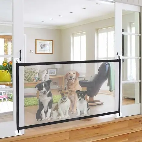Commandez en ligne | Barrière de Sécurité pour Chien Animal Domestique Barrière pour Chien Extensible Portable Barrière Porte en Filet Pliable Porte Magique pour Chien pour Cuisine Escalier Couloirs Bébé