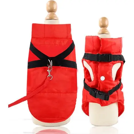 Manteau Chien - Imperméable Coupe-Vent avec Trou pour Harnais - Pour Chiots et Petits Chiens - Rouge - Taille S | Offre spéciale