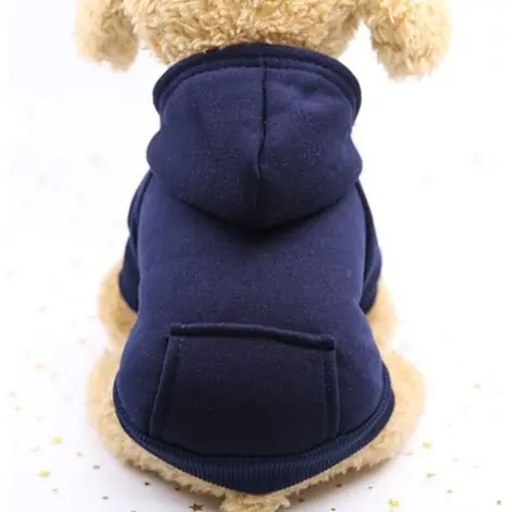 Sweat à capuche pour chat, vêtements en coton pour chien avec manteau d‘hiver et poche extérieure, pull d‘hiver pour chien, pull de Noël (bleu, S) - Réduction