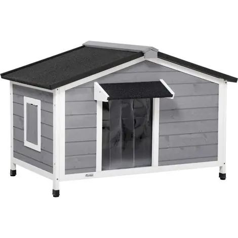 Niche chien bois sapin toit asphalte plancher amovible 109x79x72 cm grands chiens extérieur grise | Prix choc
