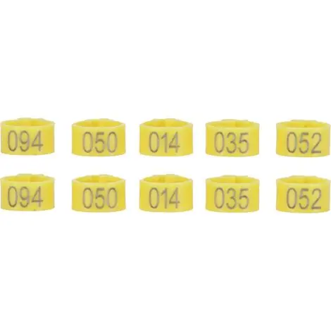 100 anneaux pour pattes d‘oiseaux, 10 mm, numérotés de 001 à 100, pour pigeons, avec clip d‘identification, fournitures avicoles, jaune - Très populaire