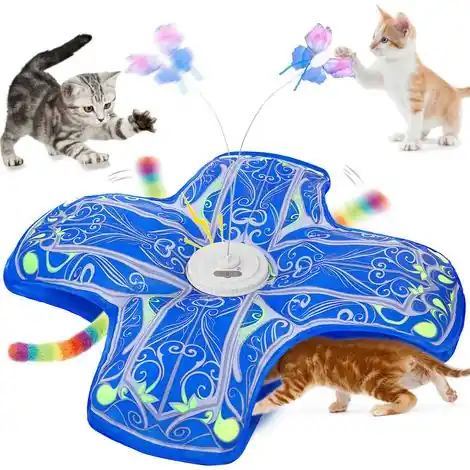 Jouet Automatique pour Chat Rechargeable, Jouet Interactif à Activation Tactile, Jeu de Cache-Cache Rotatif pour Chats d‘Intérieur - Aujourd'hui seulement