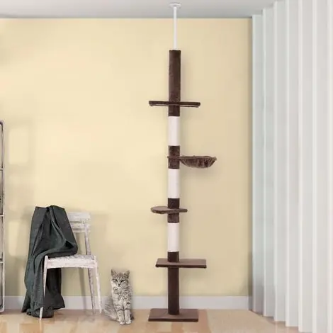 Arbre à chat du sol au plafond 230-260 cm avec hauteur réglable, plateformes, hamac et poteaux en sisal marron - Derniers articles