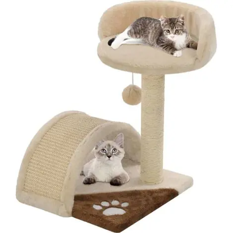 Arbre à chat Maison pour chat Arbre à Grimper avec griffoir en sisal 40 cm Beige et Marron XRJR806501 | Achat sécurisé