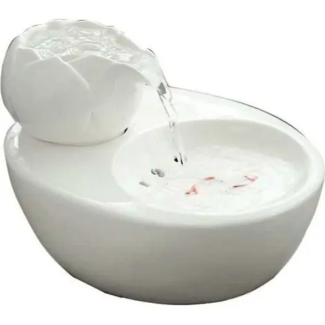 Meilleure vente | Fontaine à eau pour chat en céramique 1,3L – Distributeur d‘eau silencieux – Filtration haute capacité – Dimensions 19x14x7,5cm