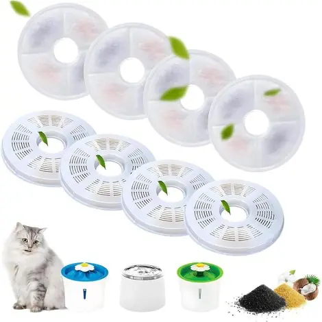 Meilleur prix | CCYKXAFiltre Fontaine Eau Chat Filtre Fontaine Chat Lot de 8 Filtre Fontaine à Eau pour Chat Compatible avec Distributeur animaux 3L Filtre Remplacemen