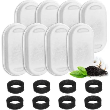 Filtres pour Fontaine a Eau Chat, 16 pièces Filtre à Charbon et Une éponge en Mousse pour Chat en Acier Inoxydable de 3.2L Fontaines à avec la résine et Charbon Actif-RAPANDA | Disponible