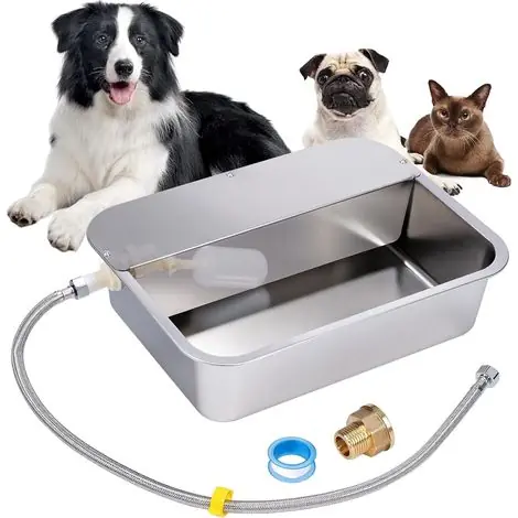 11 L Distributeur Automatique d‘eau pour Chiens avec Valve à Flotteur, Abreuvoir ExtéRieur pour Chiens, Bol à Eau à Gravité en Acier Inoxydable pour Animaux De Compagnie (Remplissage Automatique) - Bon prix