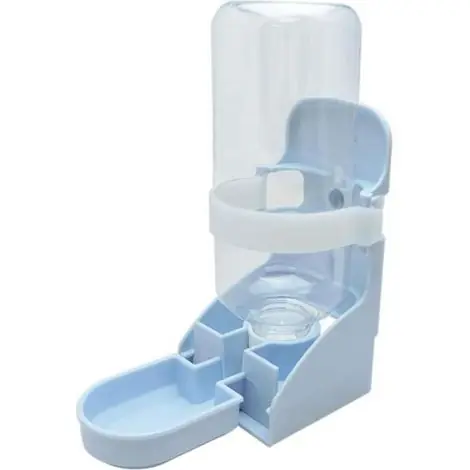 Offre bientôt terminée | Bouteille d‘eau pour cage pour chien, distributeur d‘eau portable 2 en 1, 500 ml, utilisé pour l‘eau douce, fontaine automatique amovible pour chats (bleu)