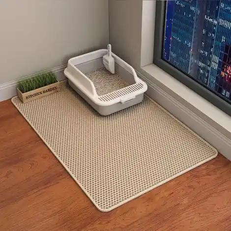 Cat Litter Mat – 75 x 55 cm Eva Waterproof Double Layer Litter Control Mat for Cat Litter Tray and Cat Toilet - Jusqu'à épuisement des stocks