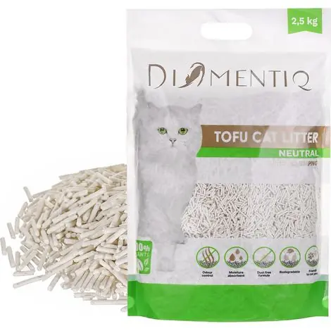 Litière agglomérante au tofu DIAMENTIQ 2,5 kg NATURELLE - Prix en baisse