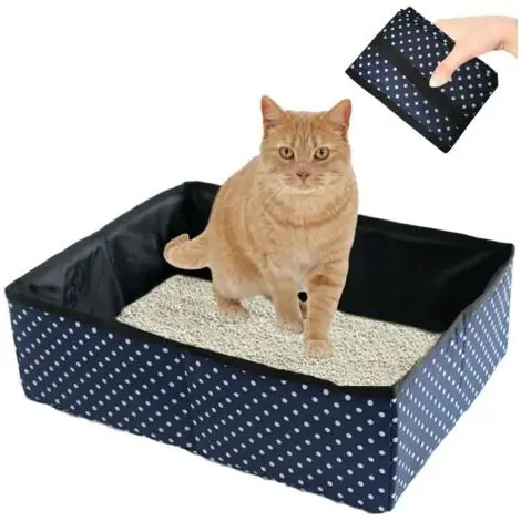BUNTHAUS Bac à Litière pour Chat Pliable, Portable, Bleu, Taille Moyenne, Pour Propriétaires de Chats, Voyageurs, Propriétaires d‘Animaux de Compagnie, Unisex, Toutes les Âges - Prix cassé