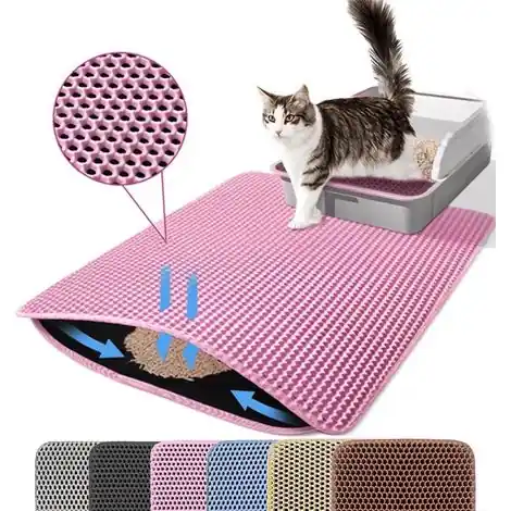 Ajoutez au panier - Tapis pour Litière de Chat, 40x50cm Grand Tapis à Double Couche en Nid d’Abeille pour Piéger la Litière, de Bac à Litière Anti-Urine pour Sol, Rose