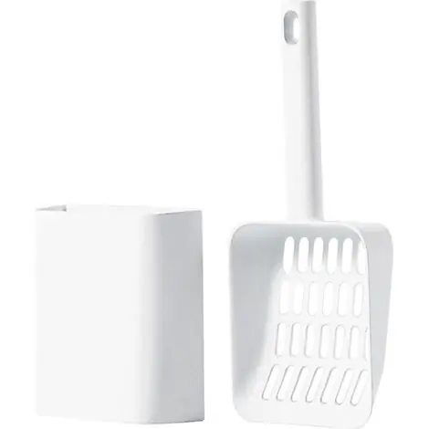 Bon prix | Pelle à litière pour Chat avec Support Kitty Litière Scoop Pelle en Plastique Fournitures de Nettoyage Animal tamisage Scooper poignée Hygiènes pour Maison Toilette Chats (Blanc)