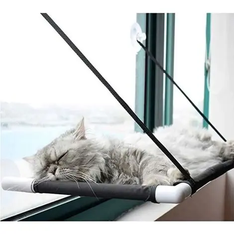Hamac pour chat, Hamac suspendu pour chat, Hamac de fenetre pour chat, Panier, Lit, Coussin, Canapé Lavable pour chat Noir 60x31cm - Qualité professionnelle