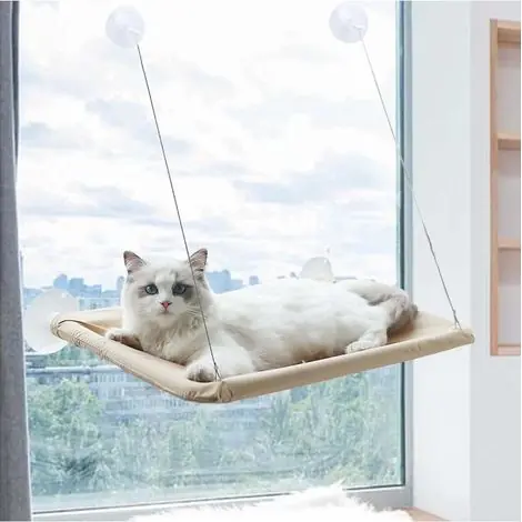 Déstockage - Rebord de fenêtre pour chat d‘intérieur - Hamac pour chat à ventouses puissantes