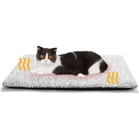 Tout juste arrivé - Tapis chauffant auto-chauffant pour chat - Coussin chauffant en fibre de carbone réfléchissant la chaleur - Convient aux chats et petits chiens - Sans électricité - Housse amovible - Utilisation intér