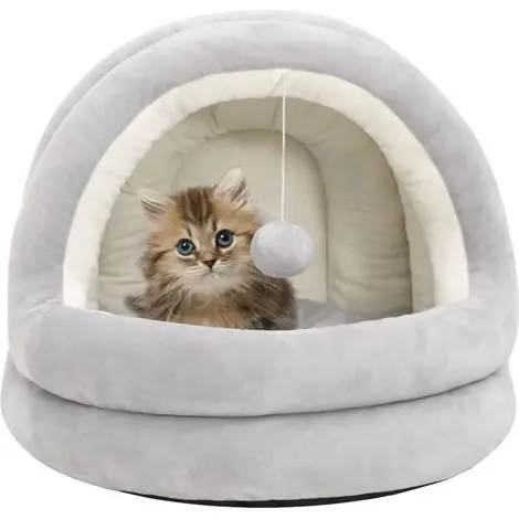 Lit pour chat Coussin et tapis pour chat 50x50x45 cm Gris et crème 79592 | Disponible dès maintenant