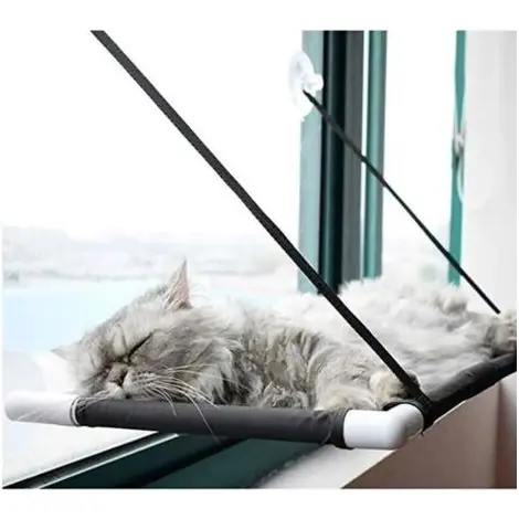 BUNTHAUS Hamac pour chat, Hamac suspendu pour chat, Hamac de fenetre pour chat, Panier, Lit, Coussin, Canapé Lavable pour chat Noir 60x31cm - Achetez dès maintenant