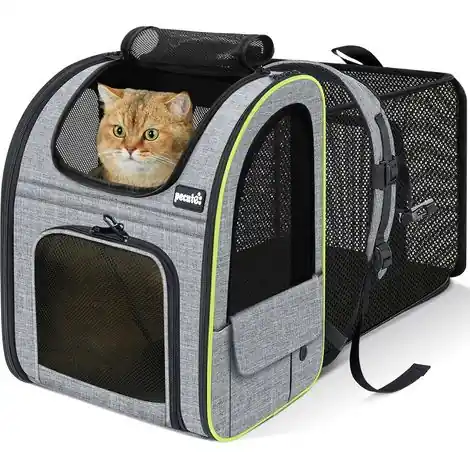 Expédition immédiate - Sac a Dos Chat Extensible, Sac Transport Chat Respirant, Gris