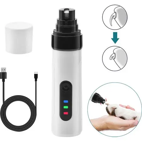 Broyeur à griffes électrique rechargeable pour chiens et chats – Super silencieux avec lumières LED – Interrupteur à 2 vitesses - Commandez dès aujourd'hui