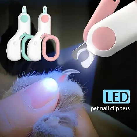 Top des ventes - Coupe-ongles électrique pour chats et lapins, fonctionnant sur piles, avec lumière LED, en acier inoxydable.-AquaForge