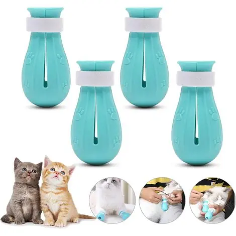 4 pcs Boîtes Anti-Rayures pour Chat, Chat Boîtes Anti-Rayures, Chat Chaussures de Bain Anti-Rayures Chat Boîtes en SiliCône réglable Pied de l‘animal de Compagnie Couverture Chat Patte Protecteur-Fei - Produit tendance