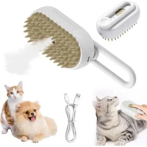 Brosse à Vapeur Pour Chat,3 En 1 Peigne De Massage En Spray Pour Chats,Brosse à Poils De Chat à Vapeur électrique,Brosse De Toilettage Autonettoyante Pour Animaux De Compagnie(Blanc) | Best-seller