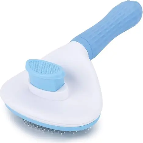 Dernier arrivage | Brosse à poils amovible en acier inoxydable pour chien et chat, peigne autonettoyant pour le toilettage des animaux (bleu)
