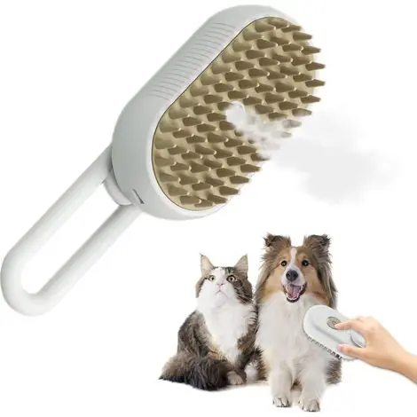 CCYKXA Steamy Brosse pour chat, Brosse Chien Chat à Vapeur, 3 En 1 Peigne De Massage En Spray Pour Chats, Brosse Vapeur Pour Chat Pour Massage, brosse de toilettage multifonction pour chat (Blanc) | Petit prix