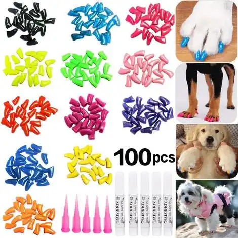100 protège-griffes souples pour chiens et chiots, kit maison, 5 modèles aléatoires, taille XXL. - Prix choc