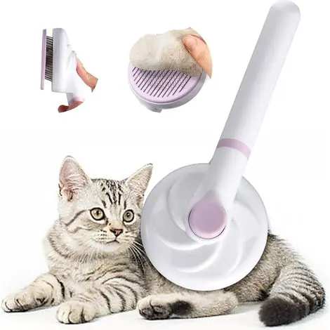 Peigne anti-poils chat, poils longs/courts, poignée amovible, brosse toilettage, violet | Direct usine