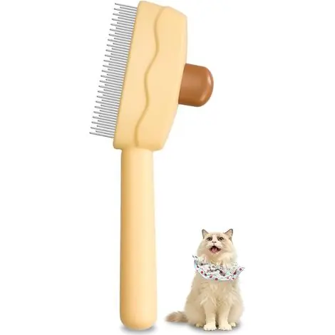 Brosse toilettage chat, bouton libération, jaune, élimine poils - Dernier arrivage