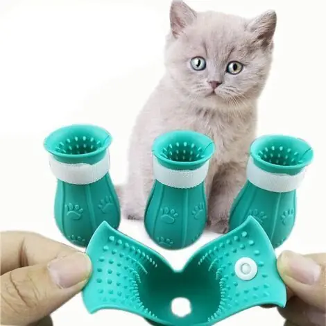 BUNTHAUS 4pcs Bottes Anti-Rayures Pour Pieds De Chat Chat Bottes Anti-Rayures Chaussures De Toilettage En Silicone Protecteur De Patte Pour Le Bain Chaussures - Bon prix