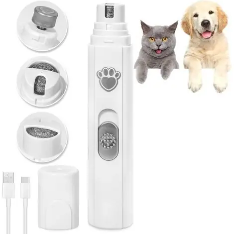 Lime à ongles électrique silencieuse 45dB – 2 vitesses 5000/7500 rpm – 3 ports adaptés aux chiens et chats de toutes tailles | Meilleure vente