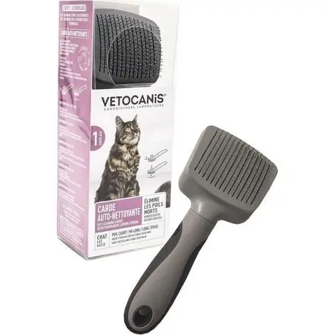 VETOCANIS Brosse carde Retractable et Autonettoyante pour Chat | Réduction spéciale