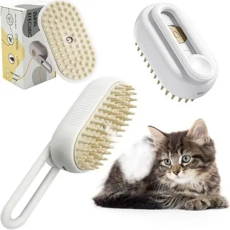 Brosse vapeur chat Brosse chat 3 en 1 Peigne De Massage En Spray Pour Chats Cat Steamy Brosse Brosse Chien Chat à Vapeur Avec Réser - Offre limitée