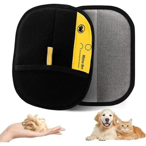 Lot de 2 gants double face pour l‘épilation des poils d‘animaux - gants antistatiques et réutilisables pour un toilettage efficace des chats et des chiens | Direct usine