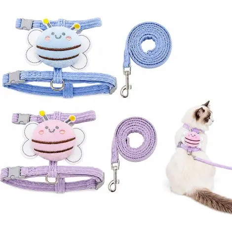 Achetez maintenant - 1 Ensemble Harnais et Laisse pour Chat, 2 Harnais de Sécurité Réglables pour Chats et Petits Chiens, Conçu pour Promenades et Entraînement, Matériau Respirant pour un Confort Optimal