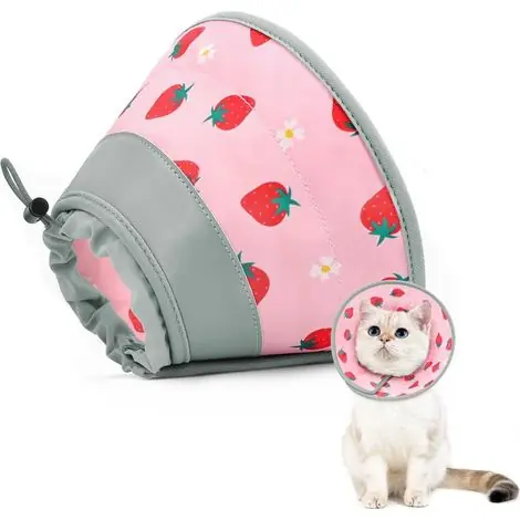 Déstockage - Collier élisabéthain souple pour chats, empêche le léchage, léger, ajustable et pliable (rose, taille S)