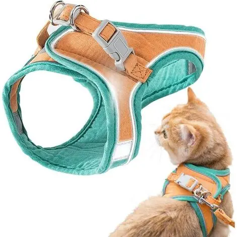 Expédition immédiate - Harnais et Laisse Confortable pour Chat Veste de Marche Ajustable