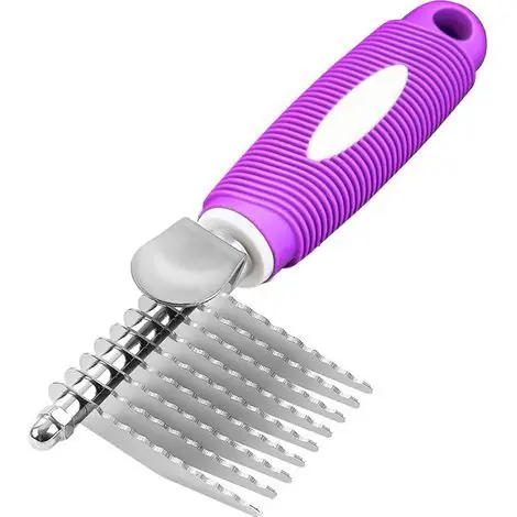 Poodle grooming tool with stainless steel safety blade, purple. - Nouveau