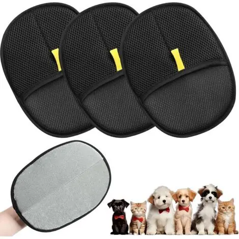 Tout juste arrivé - QORVA-Nouveau Déménagement De Cheveux Pour Animaux De Compagnie Glove, Gants Antistatiques Réutilisables à Double Faces, Utilisés Pour Le Nettoyage, L‘épilation Et La Beauté Pour Les Canapés (3PCS)