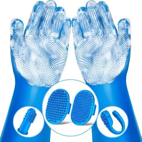 Ensemble de toilettage pour animaux de compagnie 6 pièces. fournitures de bain pour chiens. gants. brosse de massage pour animaux de compagnie. brosse de bain pour chat et chien - Remise supplémentaire