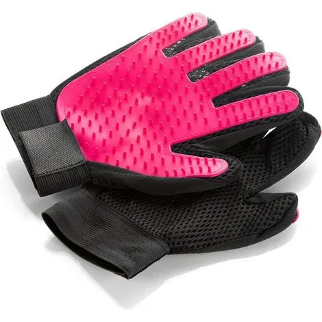 Bientôt épuisé | Deux paires de gants de toilettage pour animaux, adaptés aux chiens et aux chats, massage doux, nettoyage confortable (rose).
