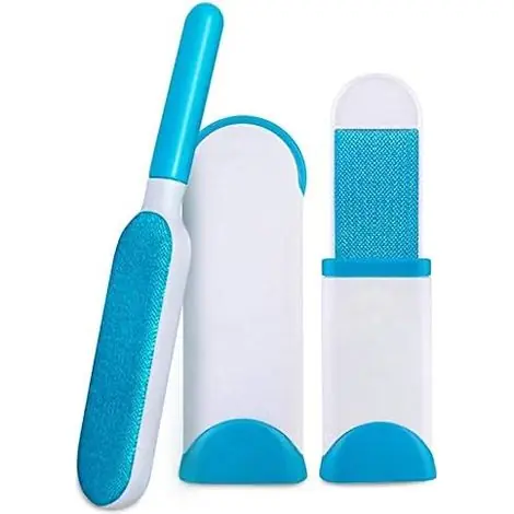 Offre limitée | 2pcs Pet Dog Cat Hair Remover, Pas de recharges et pas de déchets, Amélioré réutilisable Pet Hair Remover Brosse Aide à domicile(Bleu)