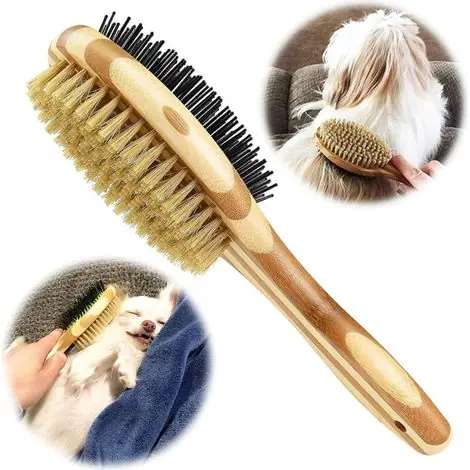 Brosse double face pour chiens et chats, peigne de toilettage pour chiens, peut être utilisée à la fois pour le massage et l‘épilation, convient aux poils doux et aux animaux à poils courts, moyens et - Très populaire