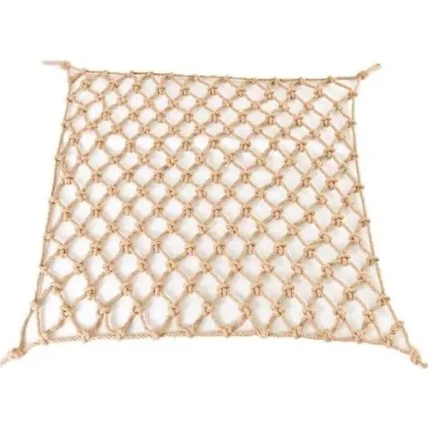 Filet de sécurité en corde de chanvre 1x1m – Capacité portante 300 kg – Tissage renforcé – Pour balcons, escaliers, aire de jeux | Liquidation